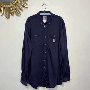 Carhartt Force Shirt Navy Blue Flame-Resistant Force Cotton Hybrid Shirt